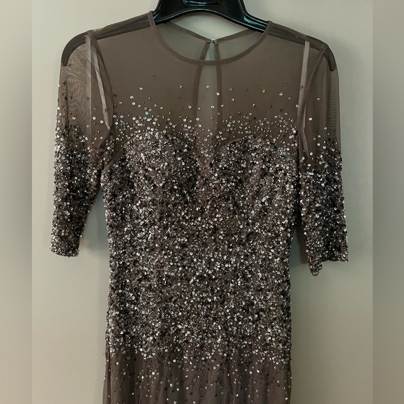 Adrianna Papell Beaded Sequined Maxi Dress Gown Wedding Mother of Bride - Picture 4 of 9